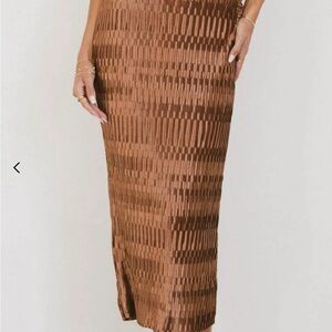 Bohme Textured Brown Pencil Skirt